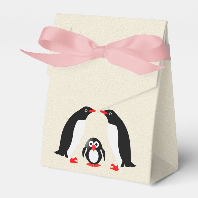 Penguins family favor boxes (Front Side)