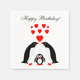 Penguins family paper napkins
