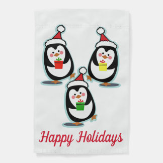 Penguins Happy Holidays Weatherproof Garden Flag