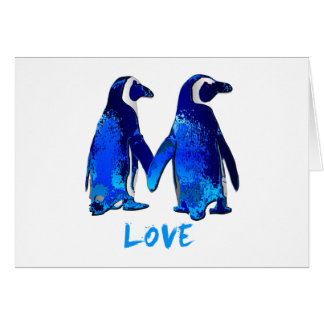 Penguins Holding Hands Love Design Cards