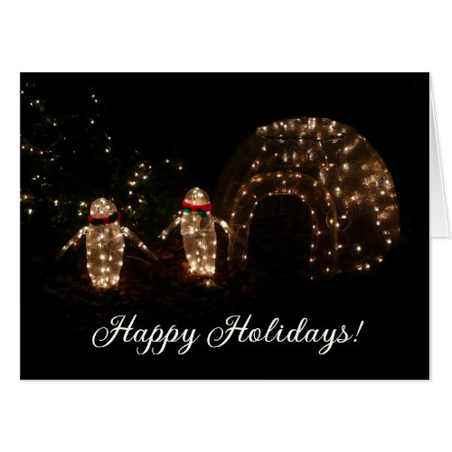 Penguins Holiday Light Display Card