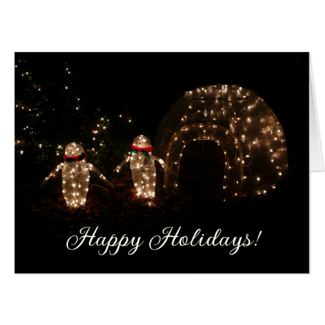 Penguins Holiday Light Display Card (Front Horizontal)