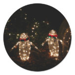 Penguins Holiday Light Display Classic Round Sticker