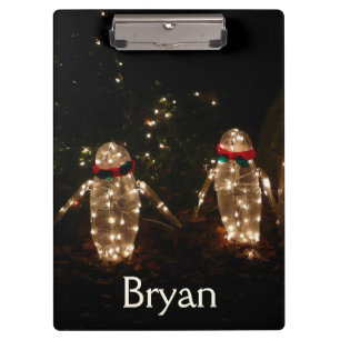 Penguins Holiday Light Display Clipboard