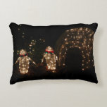 Penguins Holiday Light Display Decorative Pillow