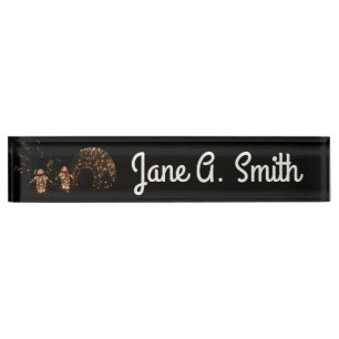 Penguins Holiday Light Display Desk Name Plate