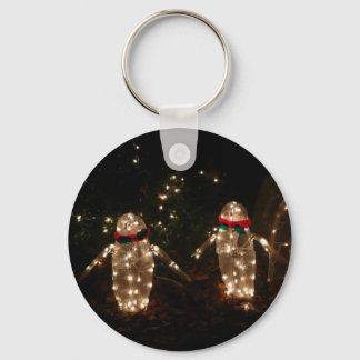 Penguins Holiday Light Display Keychain