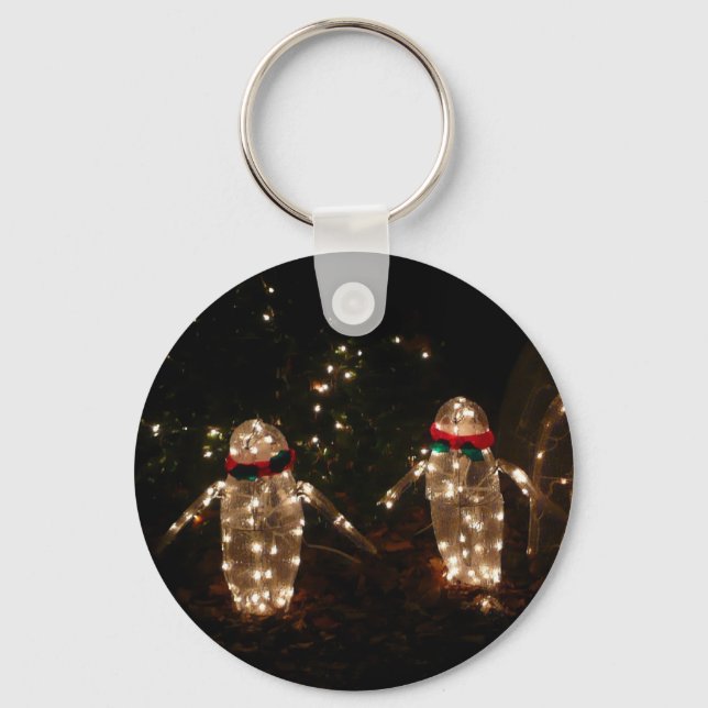 Penguins Holiday Light Display Keychain (Front)