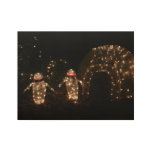 Penguins Holiday Light Display Wood Poster
