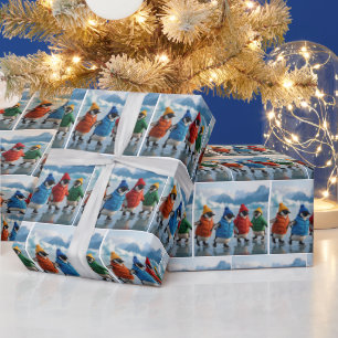 Penguins Ice Skating On an Arctic Lake Wrapping Paper