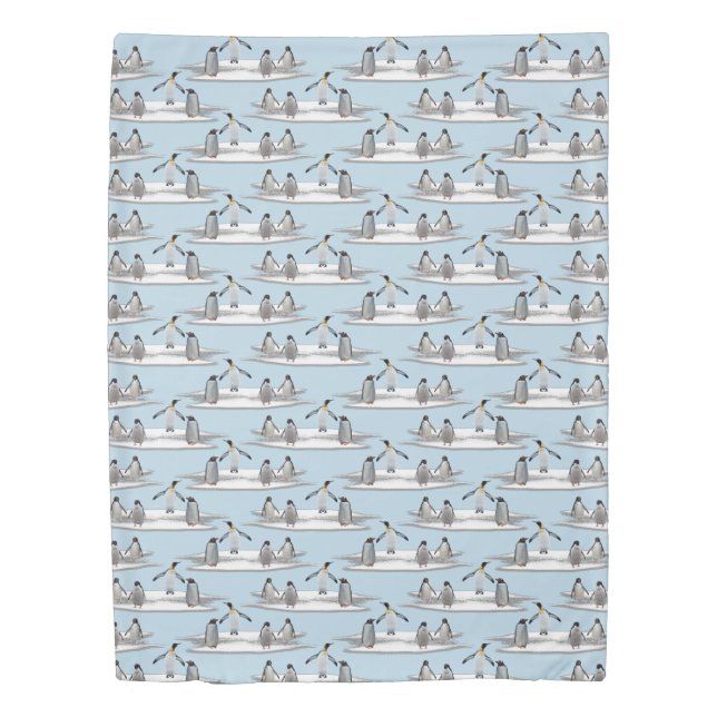 Penguins Iceberg Party Duvet Cover (Blue/Navy) (Front)
