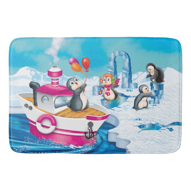 penguins in Antarctica Bathroom Mat (Front)