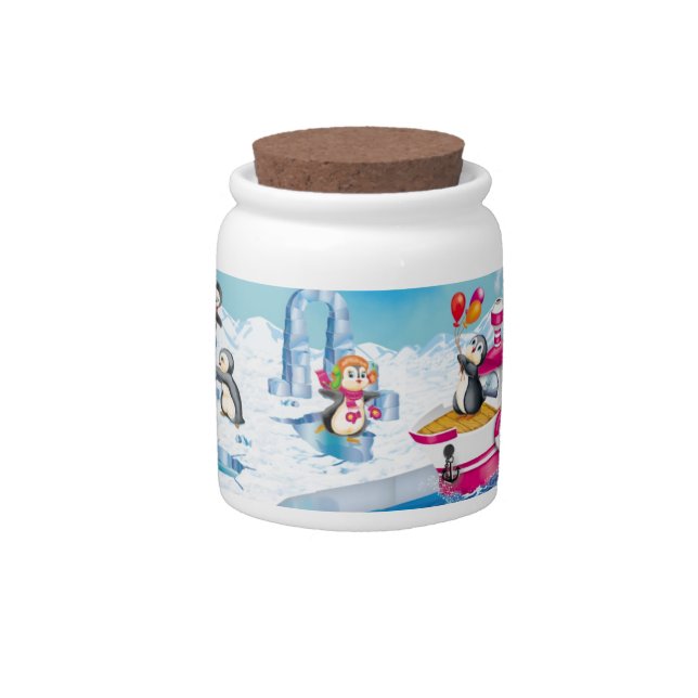 penguins in Antarctica Candy Jar (Front)