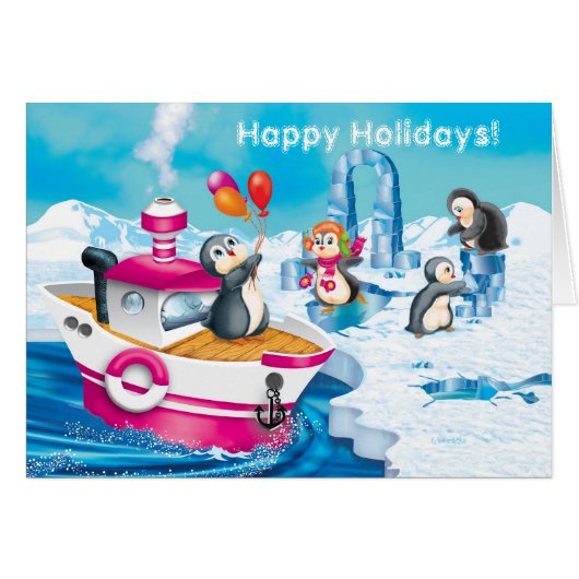 penguins in Antarctica Cards (Front Horizontal)