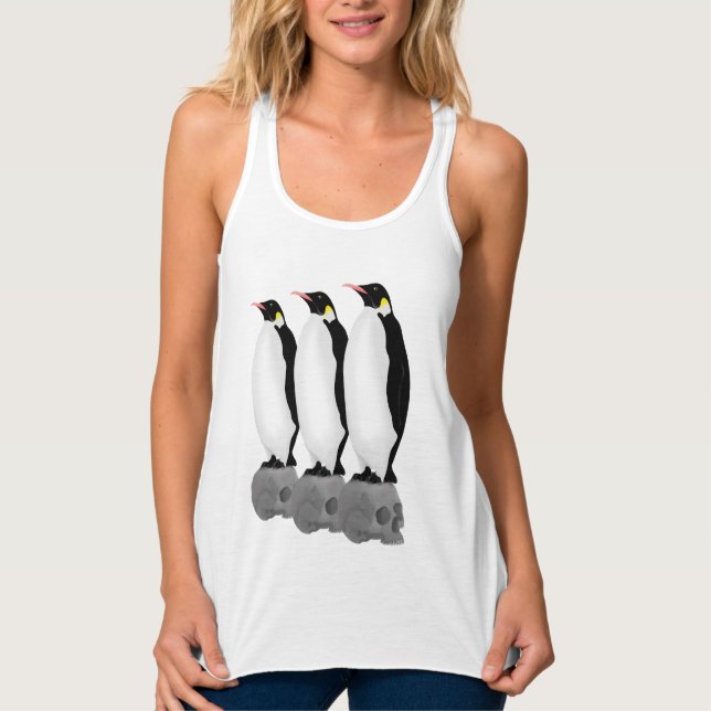 Penguins In Antarctica Standing On Skulls Tank Top (Front)