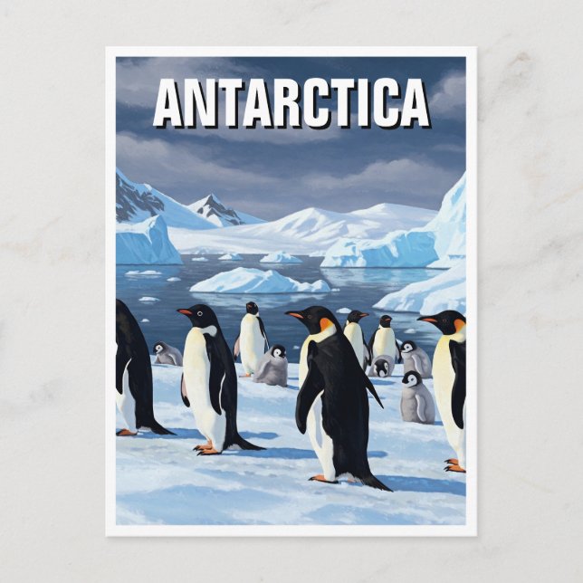 Penguins in Antarctica Travel Postcard (Front)