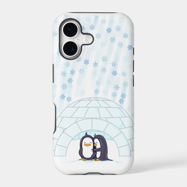 Penguins in Igloo While Snowing Iphone Case (Back)