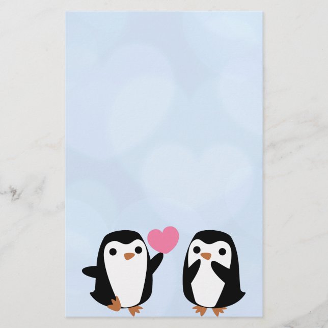 Penguins in Love Stationery (Front)