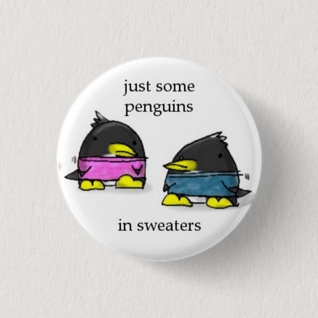 penguins in sweaters pinback button (Front)