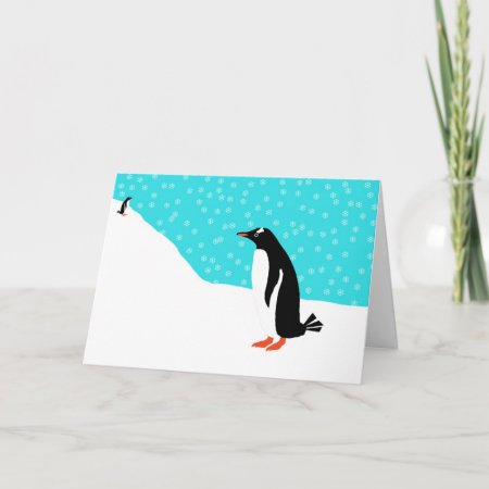 Penguins In The Snow Holiday Card
