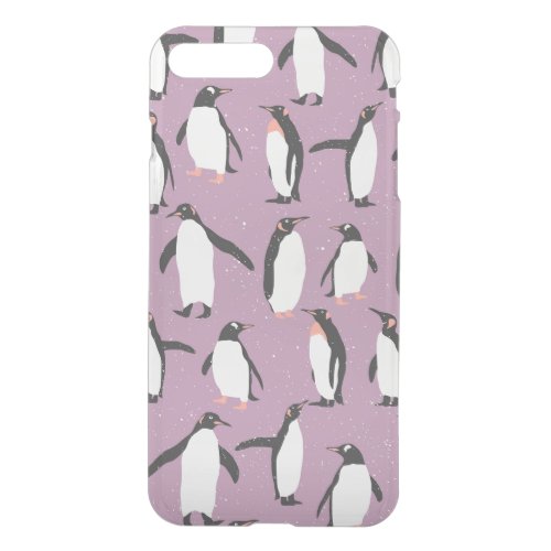 Penguins in the Snow on Purple Background iPhone 8 Plus7 Plus Case