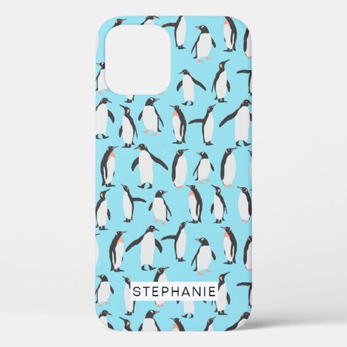 Penguins in the snow pattern iPhone 12 case