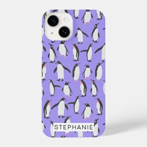 Penguins in the snow pattern iPhone 14 case