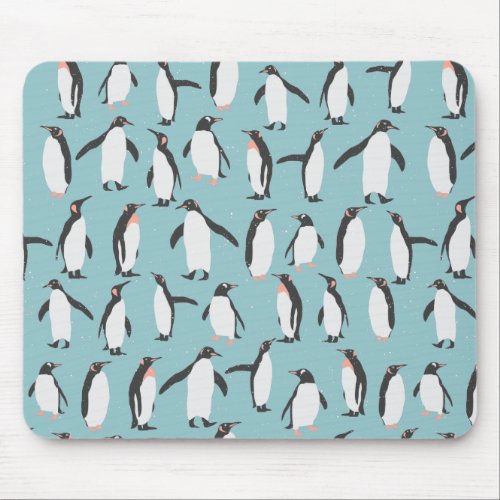 Penguins in the snow pattern mouse pad