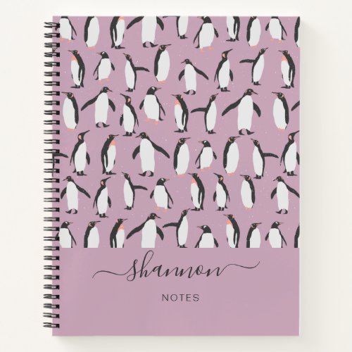 Penguins in the snow pattern notebook