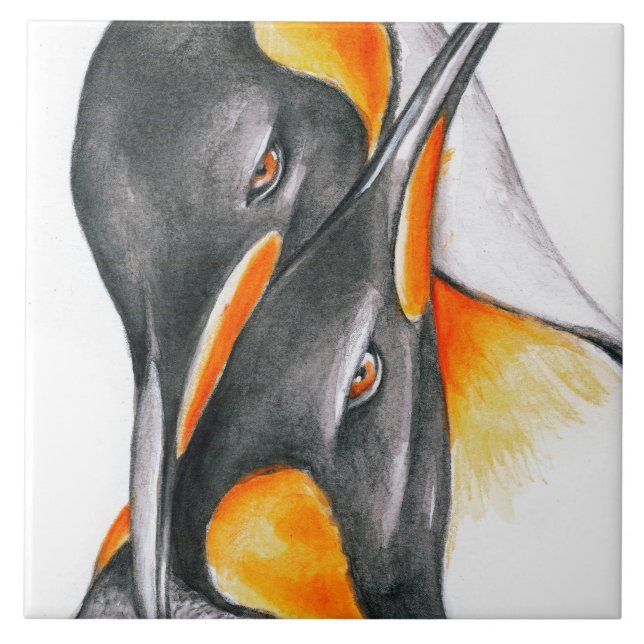 Penguins Love Ceramic Tile (Front)