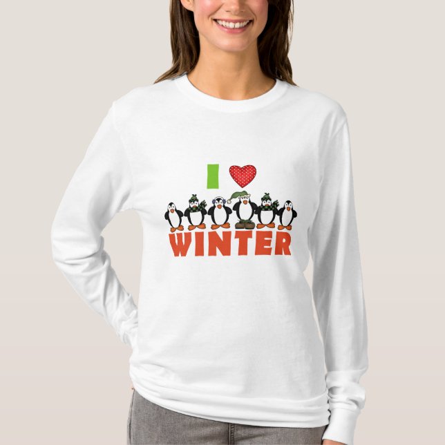 Penguins Love Winter Tshirts and Gifts (Front)