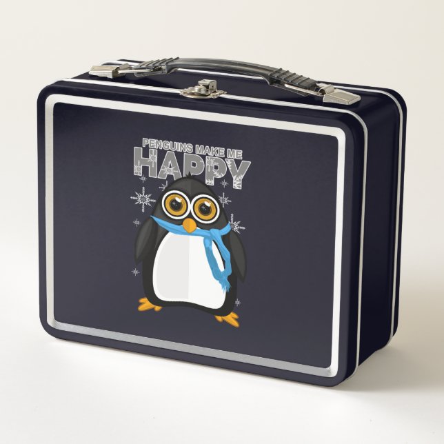 Penguins Make Me Happy   Metal Lunch Box (Front)