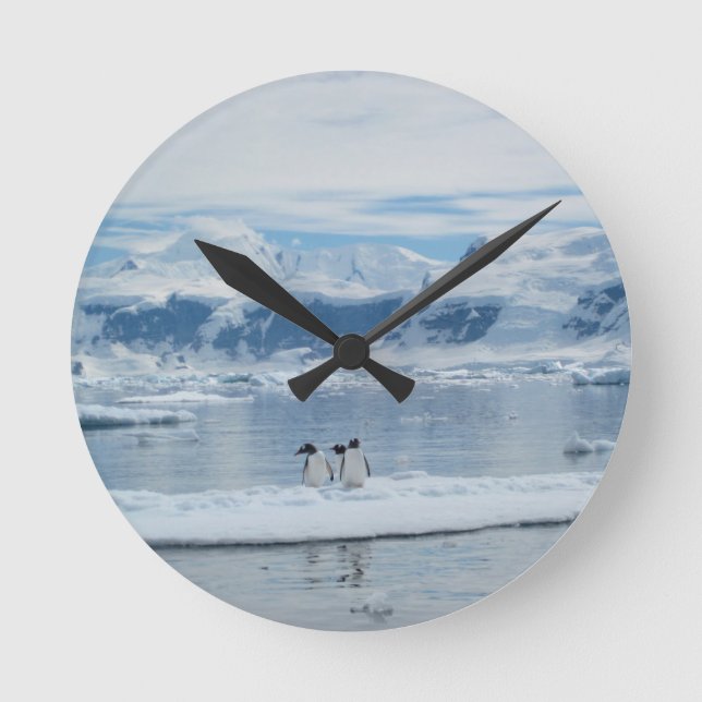 Penguins on an iceberg round clock (Front)