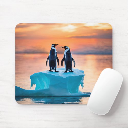 Penguins On Melting Iceberg Mouse Pad