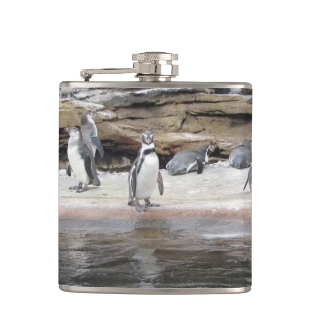 Penguins on the Rocks Flask (Front)