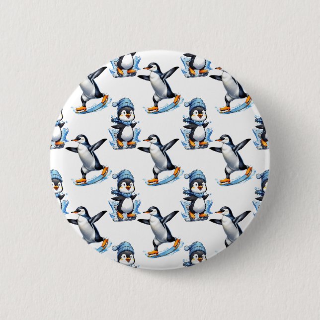 Penguins Pattern Design  Button (Front)