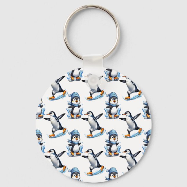 Penguins Pattern Design  Keychain (Front)