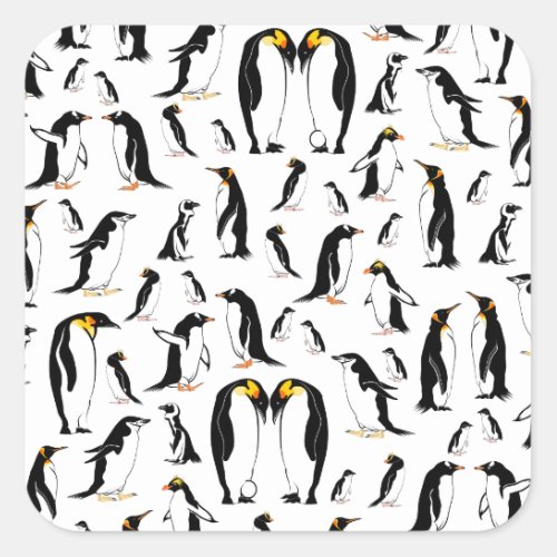 Penguins Pattern Square Sticker
