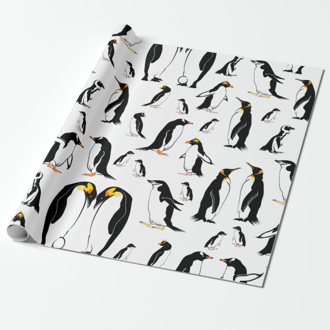 Penguins Pattern Wrapping Paper (Unrolled)