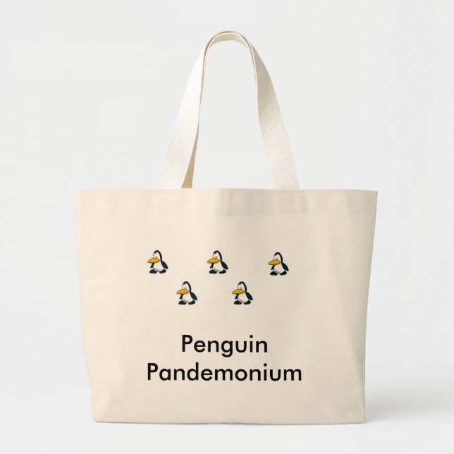 Penguins, Penguins Everywhere Large Tote Bag (Front)