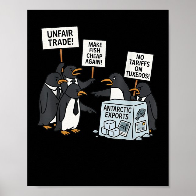 Penguins Protest Against Tariffs Funny Penguin Tar Poster (Front)