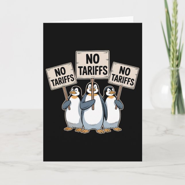 Penguins Protest Against Trump Tariffs Funny Pengu Card (Front)