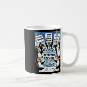 Penguins Protest Against Trump Tariffs Funny Pengu Coffee Mug