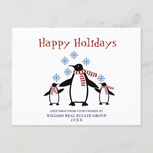 Penguins Red Scarf Christmas Corporate Greeting Po Postcard