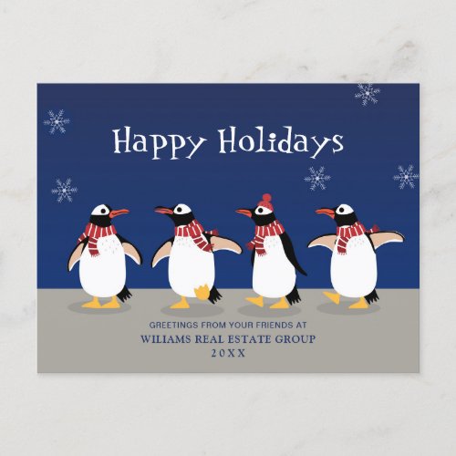 Penguins Red Scarf Christmas Corporate Greeting Postcard