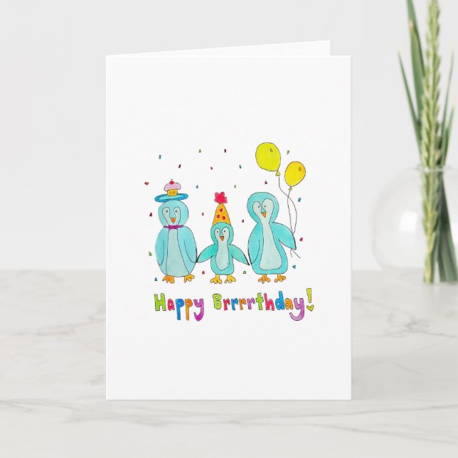 penguins say happy brrrrrrrthday!  card (Front)