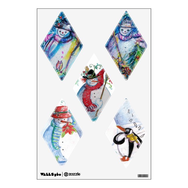 PENGUIN'S SERENADE  RHOMBUS  SNOWMEN COLLECTION WALL STICKER (Front)