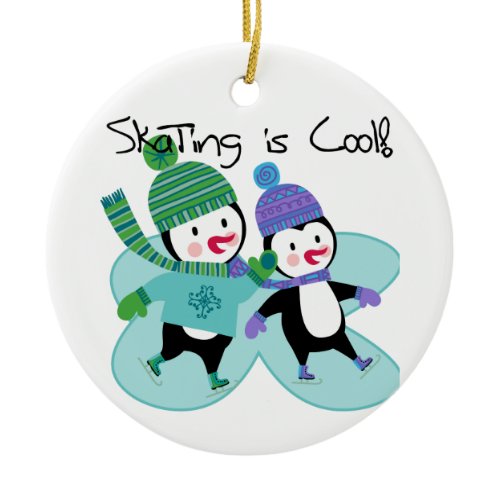 Penguins Skating is Cool Ceramic Ornament