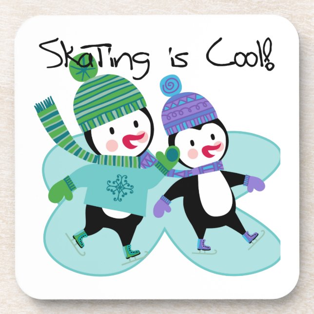 Penguins Skating is Cool Drink Coaster (Front)