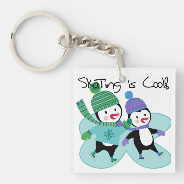 Penguins Skating is Cool Keychain (Front)